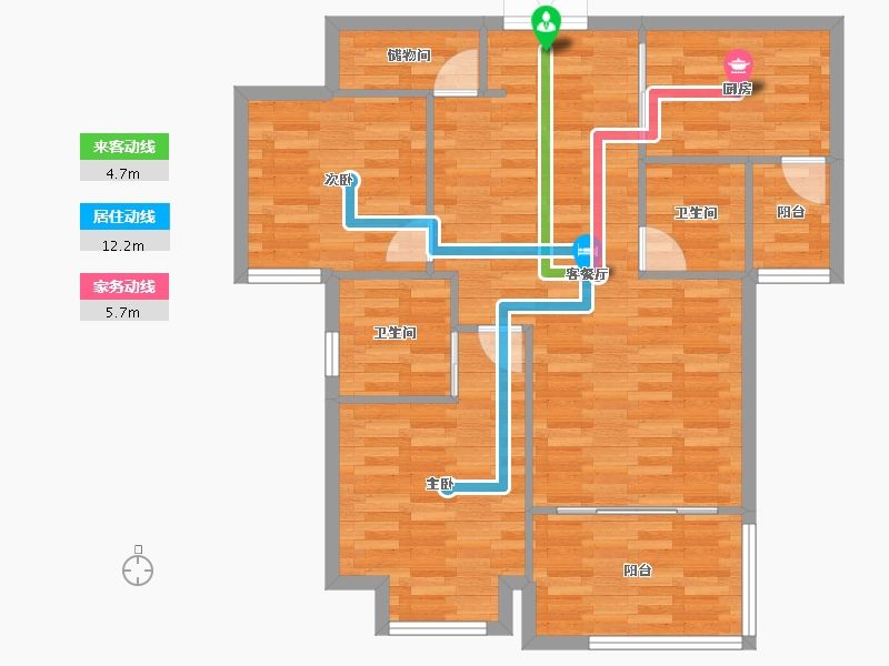 重庆-重庆市-协信公馆3号楼86m²-85.62-户型库-动静线