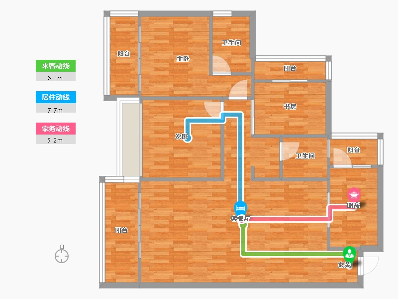 四川省-成都市-蓝湾公馆D1户型121m²-101.31-户型库-动静线