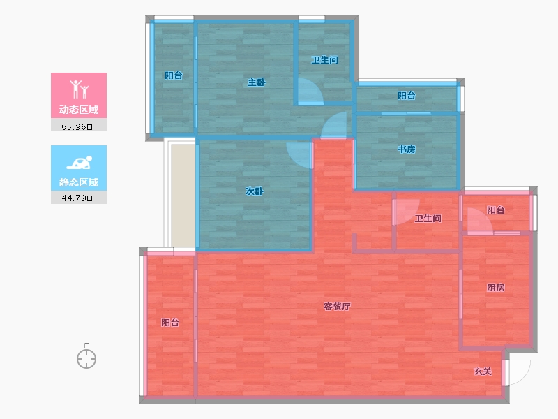 四川省-成都市-蓝湾公馆D1户型121m²-101.31-户型库-动静分区