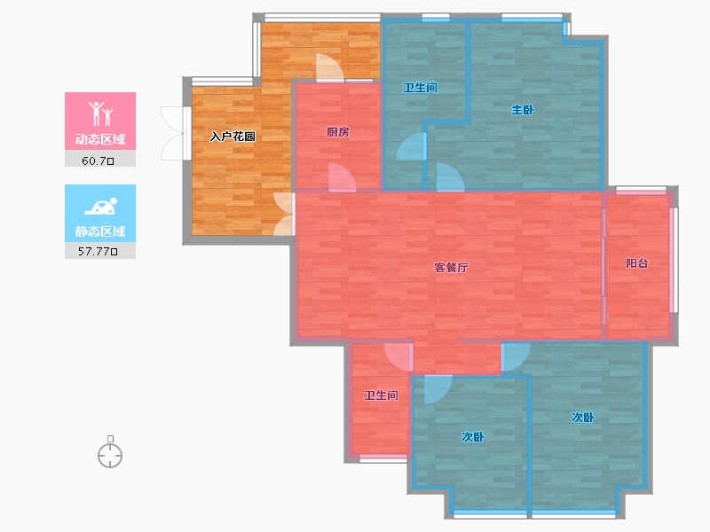 重庆-重庆市-协信公馆3号楼119m²-127.45-户型库-动静分区