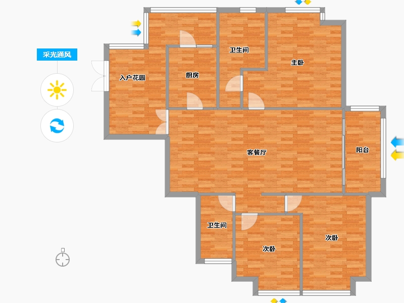 重庆-重庆市-协信公馆3号楼119m²-127.45-户型库-采光通风