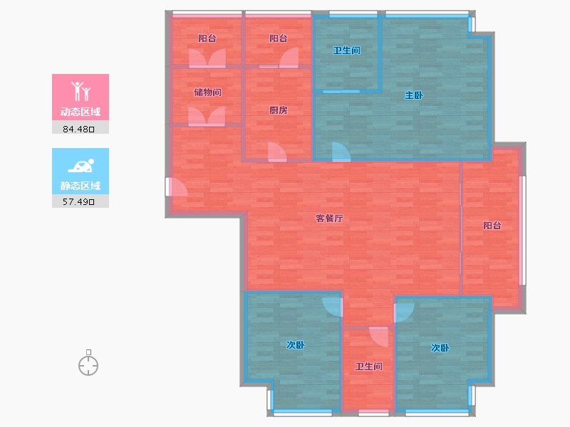 重庆-重庆市-协信公馆1号楼131m²-131.00-户型库-动静分区