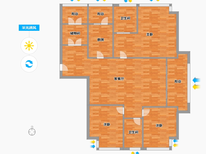 重庆-重庆市-协信公馆1号楼131m²-131.00-户型库-采光通风