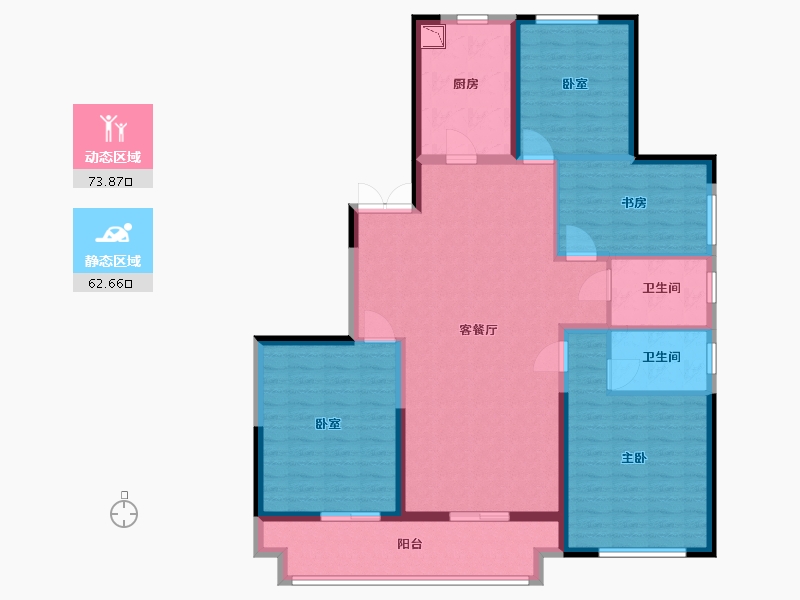 陕西省-西安市-中天诚品155㎡-123.27-户型库-动静分区