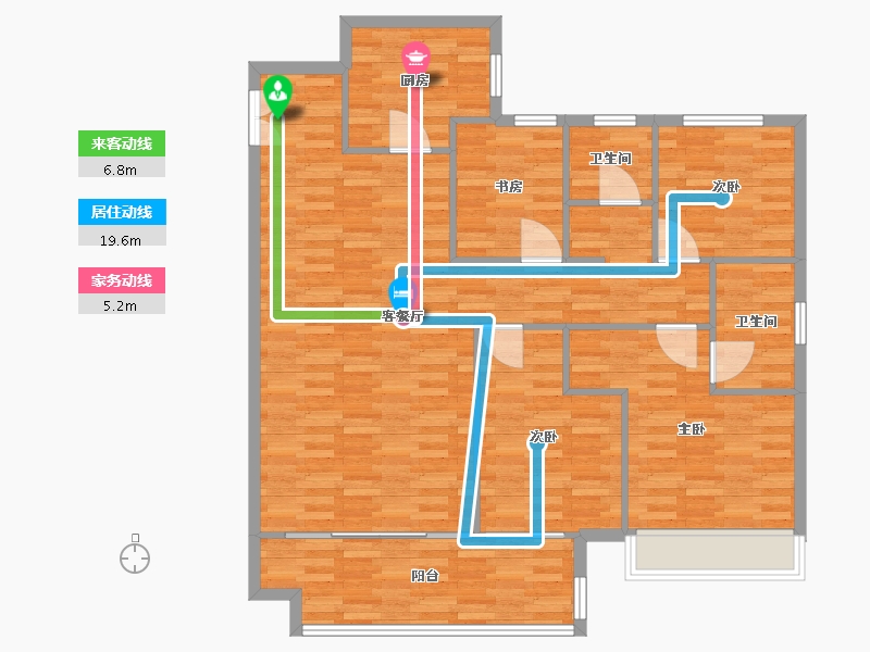 河南省-郑州市-保利海德公园144m²-115.20-户型库-动静线