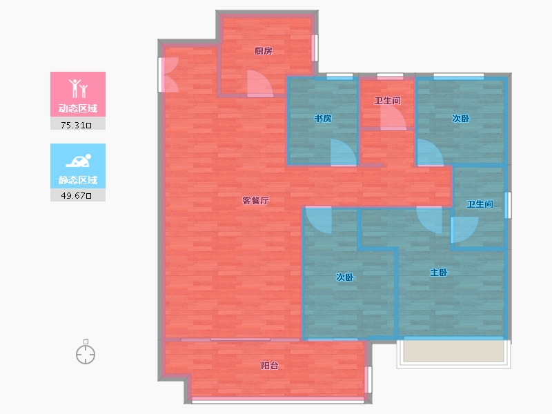 河南省-郑州市-保利海德公园144m²-115.20-户型库-动静分区