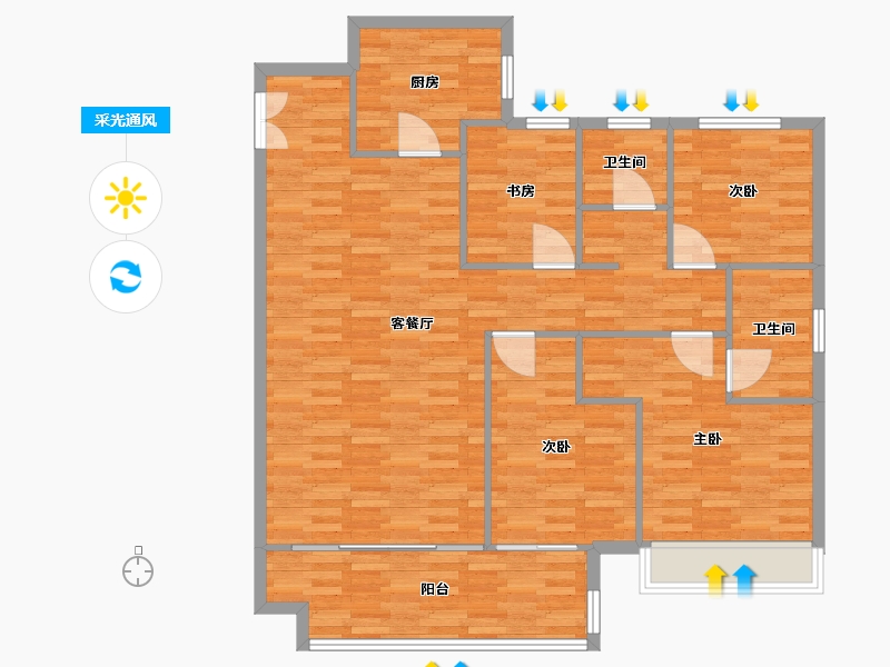 河南省-郑州市-保利海德公园144m²-115.20-户型库-采光通风