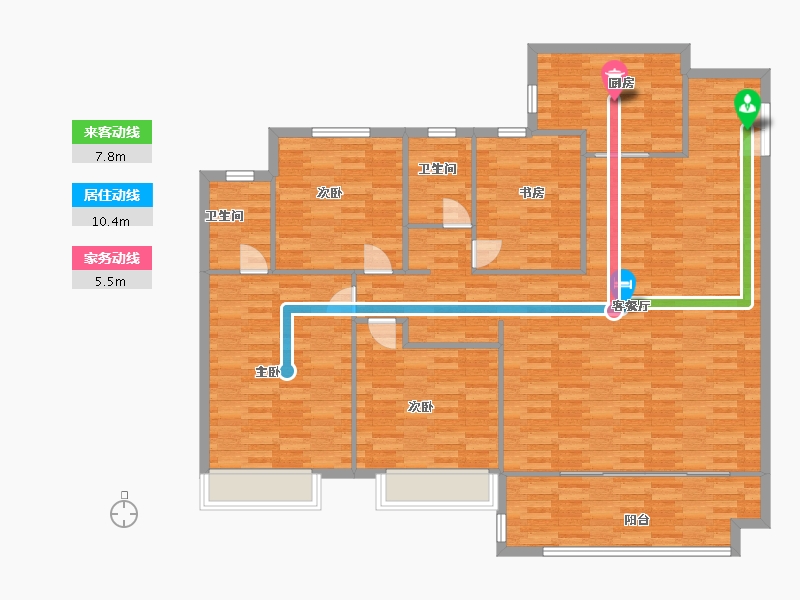 河南省-郑州市-保利海德公园182m²-145.60-户型库-动静线