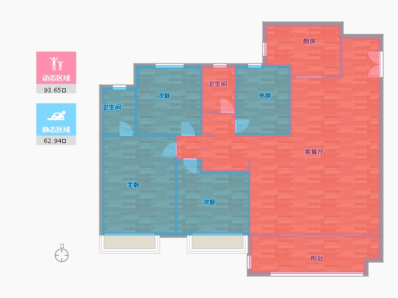 河南省-郑州市-保利海德公园182m²-145.60-户型库-动静分区