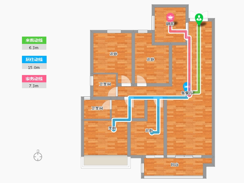 河南省-郑州市-保利海德公园140m²-112.00-户型库-动静线