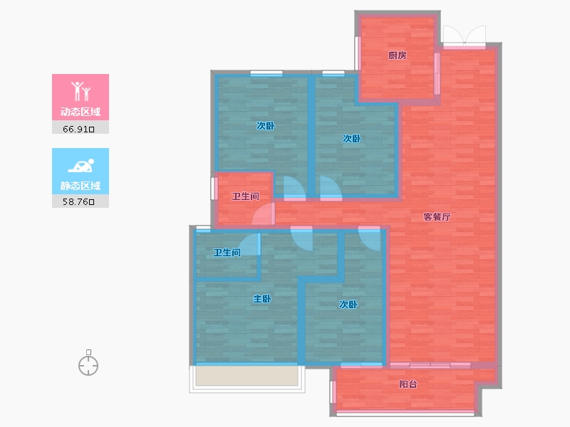 河南省-郑州市-保利海德公园140m²-112.00-户型库-动静分区