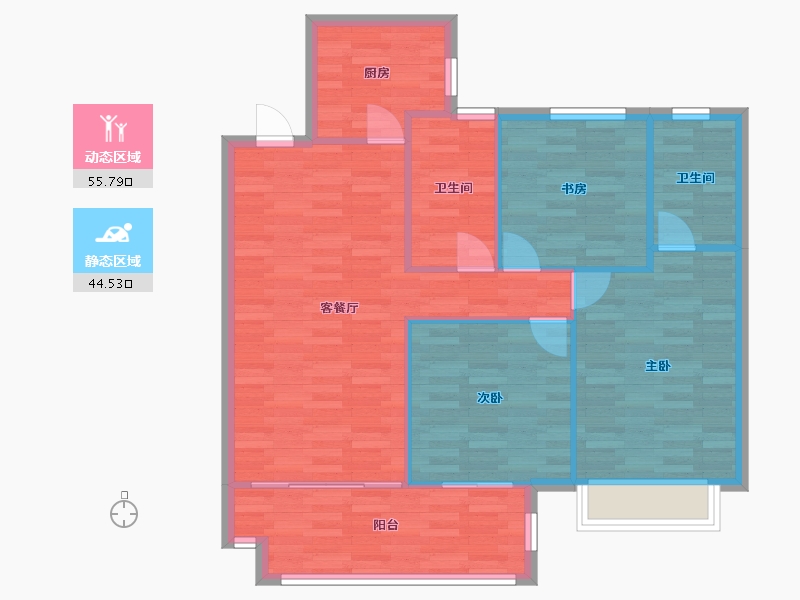 河南省-郑州市-保利海德公园115m²-92.00-户型库-动静分区