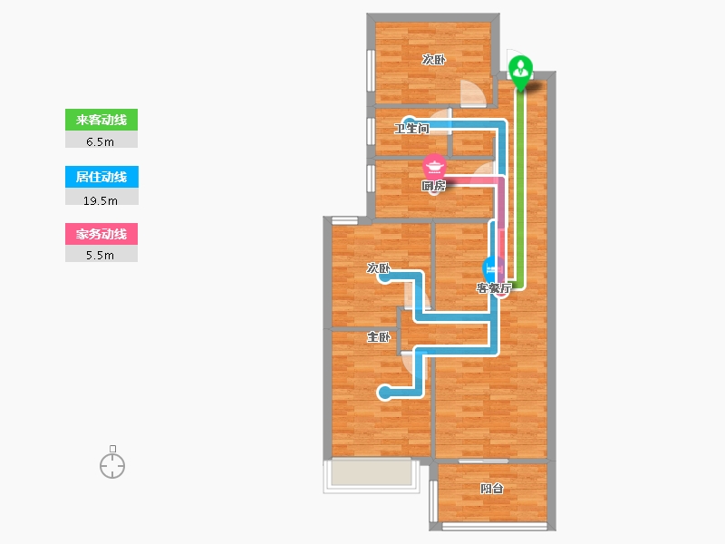 河南省-郑州市-保利海德公园96m²-76.80-户型库-动静线