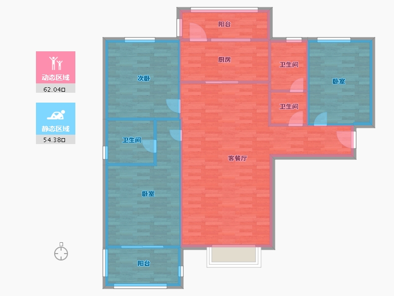 陕西省-西安市-隆桥瑞苑7号楼133㎡-106.40-户型库-动静分区