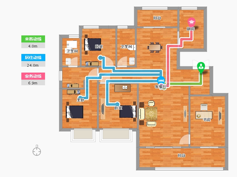 陕西省-西安市-融创桃源府13号楼,18号楼145㎡-115.99-户型库-动静线