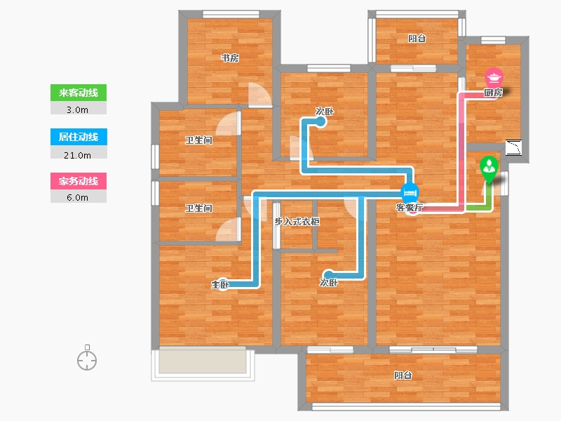 河南省-郑州市-和昌优地129m²-103.20-户型库-动静线