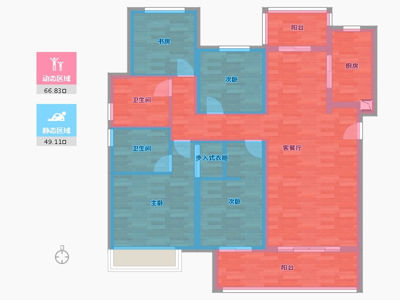 河南省-郑州市-和昌优地129m²-103.20-户型库-动静分区