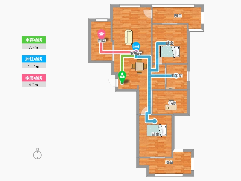 陕西省-西安市-高新骊山下的院子A5号楼112㎡-90.00-户型库-动静线