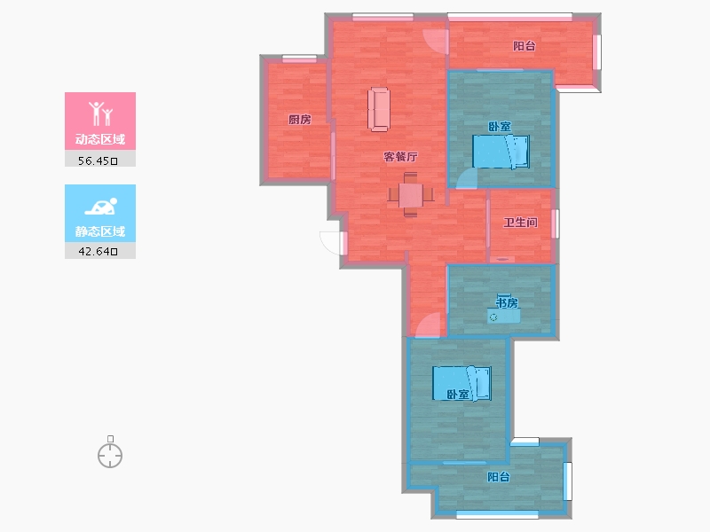 陕西省-西安市-高新骊山下的院子A5号楼112㎡-90.00-户型库-动静分区