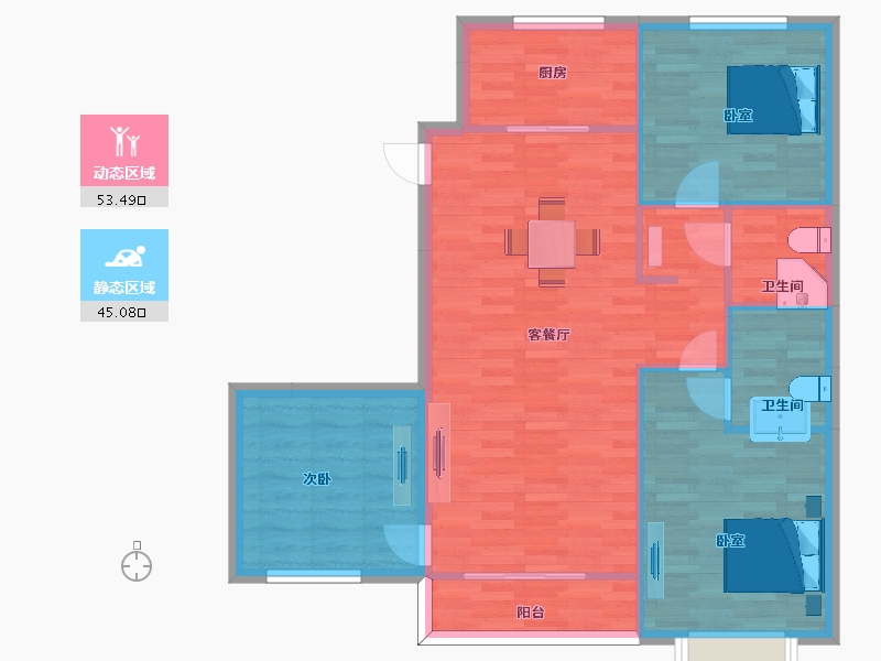 陕西省-西安市-隆基泰和铂悦山8号楼120m²-90.04-户型库-动静分区