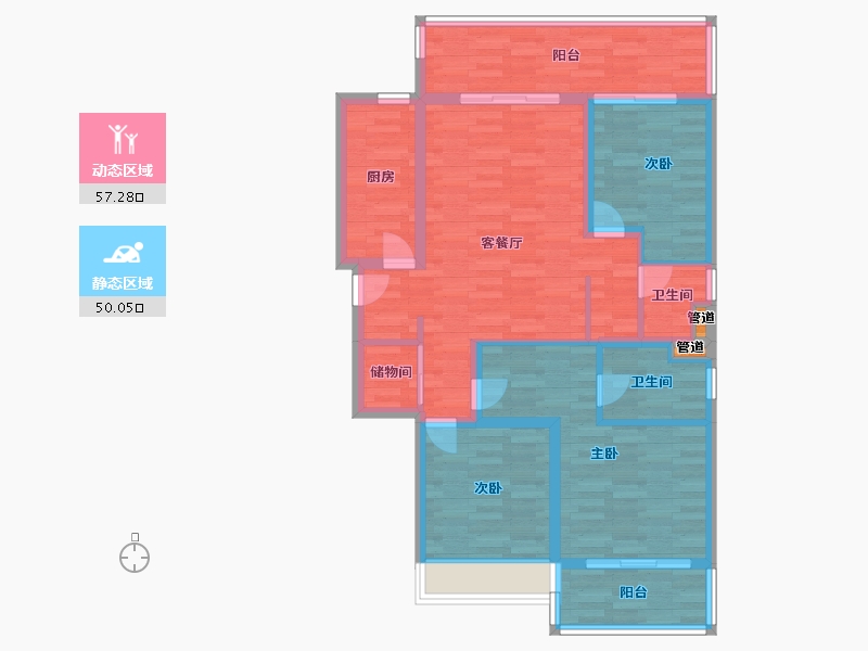 河南省-郑州市-和昌优地120m²-96.00-户型库-动静分区