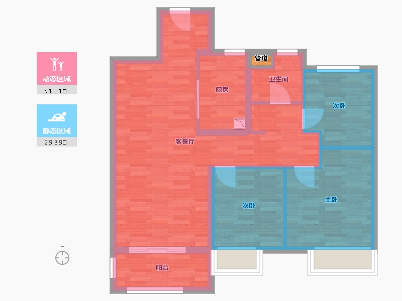 河南省-郑州市-和昌优地89m²-71.20-户型库-动静分区