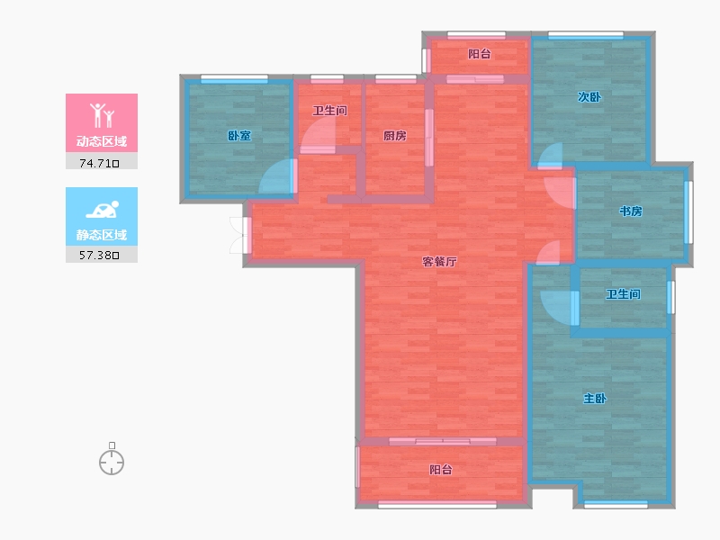 河南省-郑州市-锦雍水之郡3号楼建面148m2-118.41-户型库-动静分区