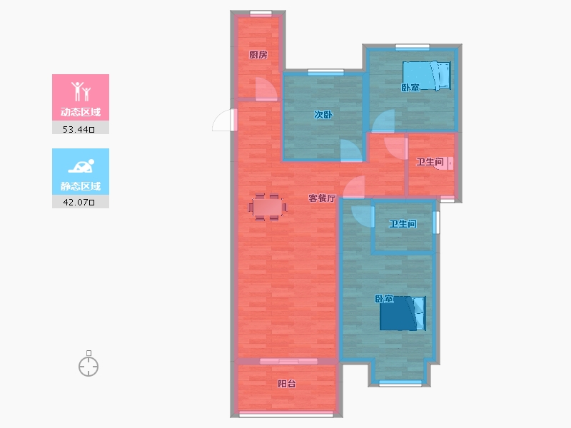 陕西省-西安市-嘉园蓝湖九郡31号楼,52号楼120㎡-85.35-户型库-动静分区