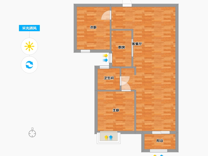 陕西省-西安市-观园壹号4号楼A2户型94m²-76.03-户型库-采光通风