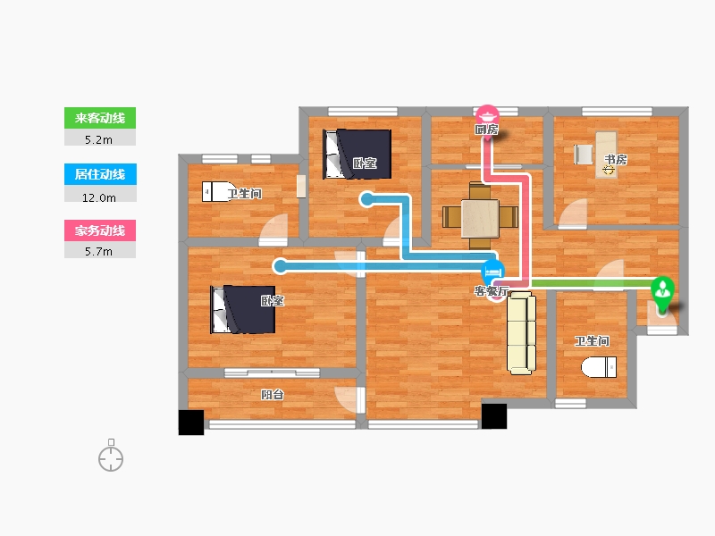 陕西省-西安市-逸景佲园2号楼111㎡-85.88-户型库-动静线