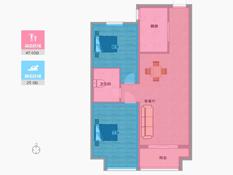 陕西省-西安市-嘉园蓝湖九郡31号楼,52号楼88㎡-64.41-户型库-动静分区