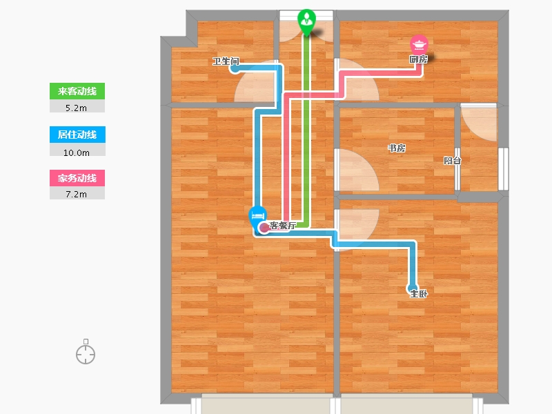 重庆-重庆市-日月光解放碑1号R3栋60m²-60.00-户型库-动静线