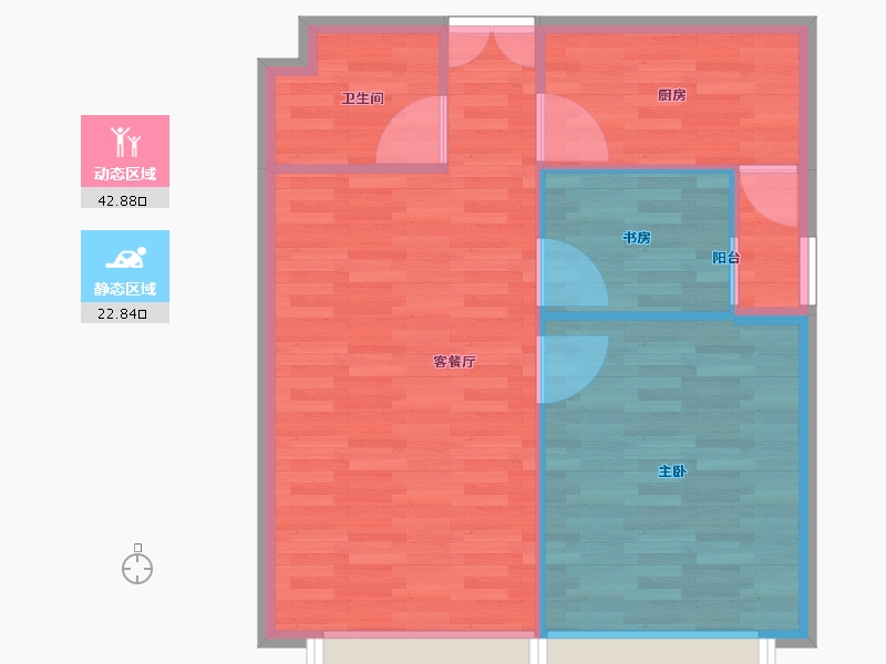 重庆-重庆市-日月光解放碑1号R3栋60m²-60.00-户型库-动静分区