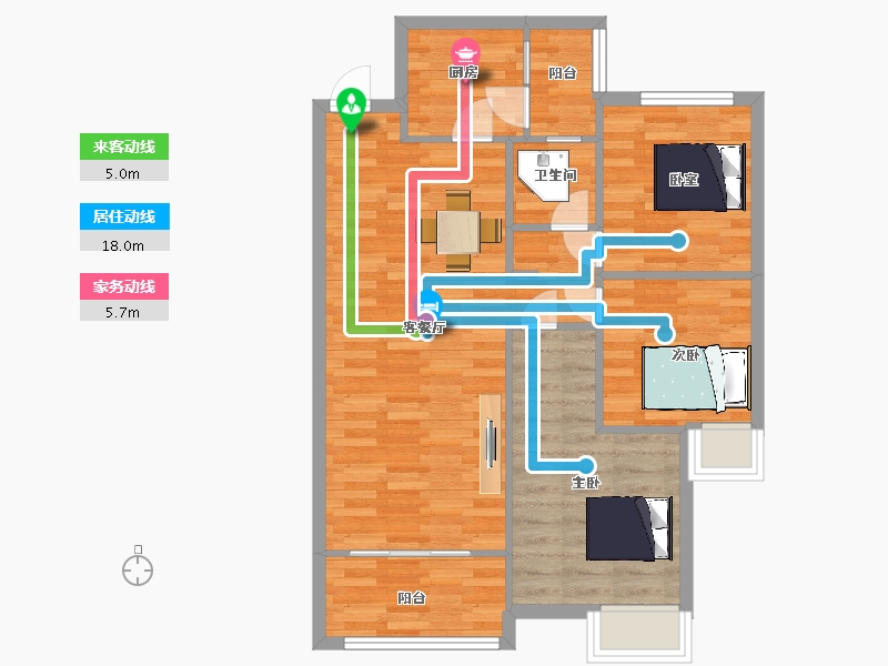 陕西省-西安市-鹿园华府102㎡-75.52-户型库-动静线