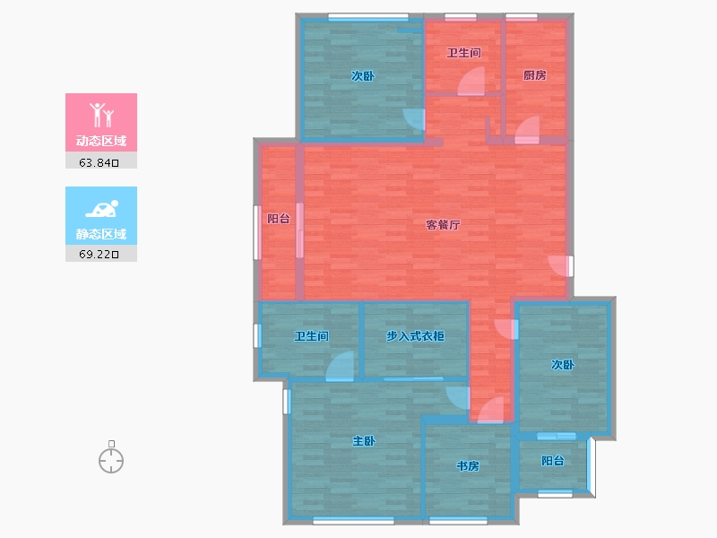 河南省-郑州市-蓝城玫瑰园建面150m2-120.01-户型库-动静分区