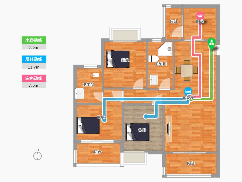 陕西省-西安市-鹿园华府117㎡-89.33-户型库-动静线