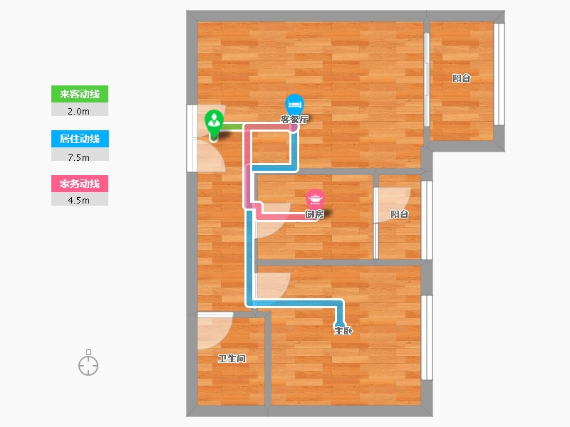 重庆-重庆市-罗宾森广场尚城华府高层4号楼44m²-45.14-户型库-动静线