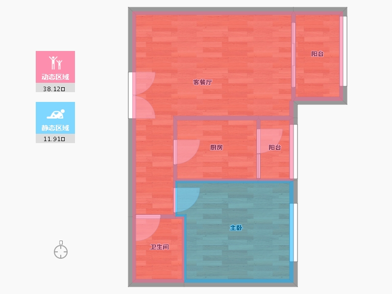 重庆-重庆市-罗宾森广场尚城华府高层4号楼44m²-45.14-户型库-动静分区