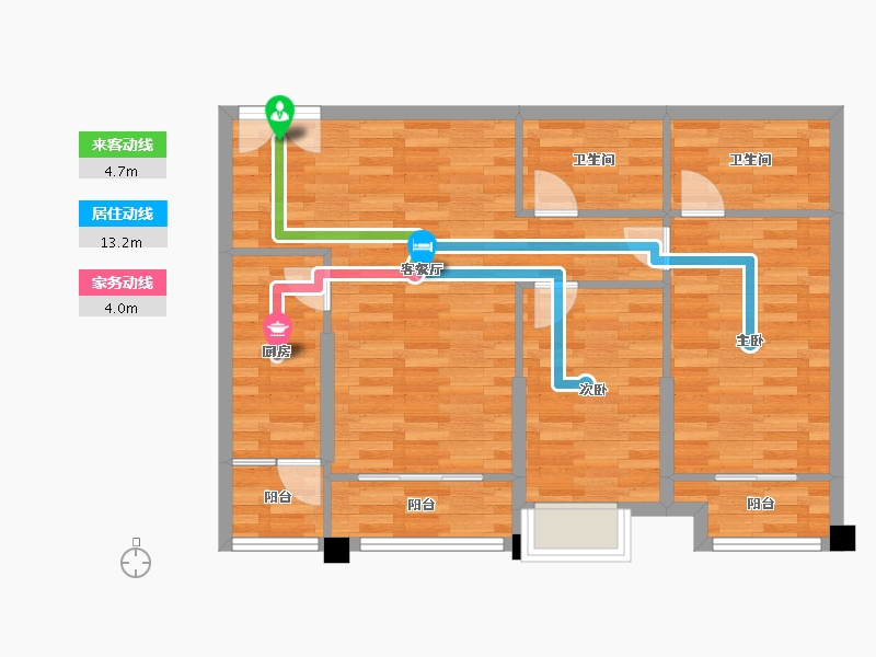 重庆-重庆市-罗宾森广场尚城华府高层4号楼80m²-76.89-户型库-动静线