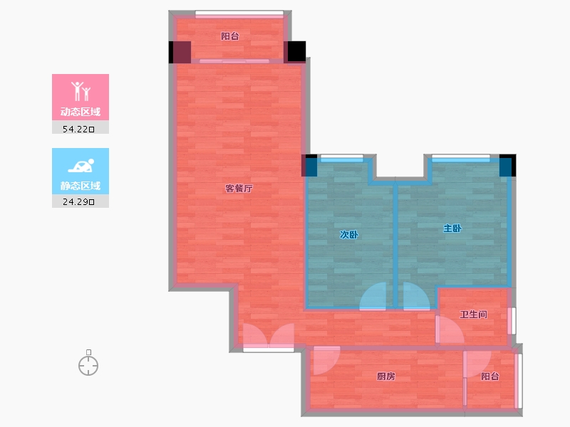 重庆-重庆市-罗宾森广场尚城华府高层4号楼70m²-70.71-户型库-动静分区