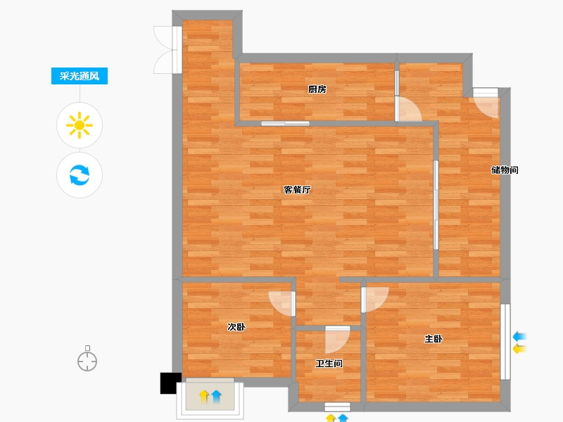 重庆-重庆市-罗宾森广场尚城华府高层3号楼70m²-70.00-户型库-采光通风