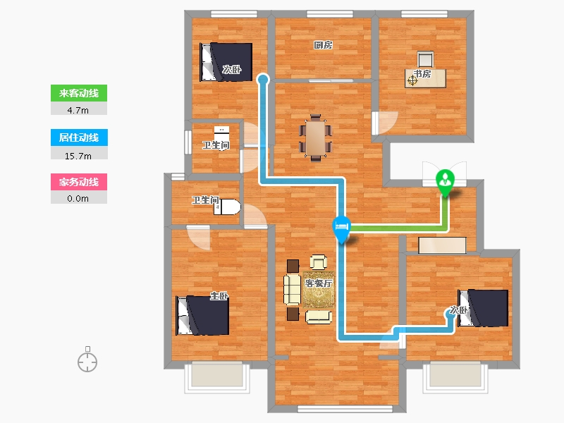 陕西省-西安市-未央金茂府1,2,25,29号楼142㎡-112.32-户型库-动静线