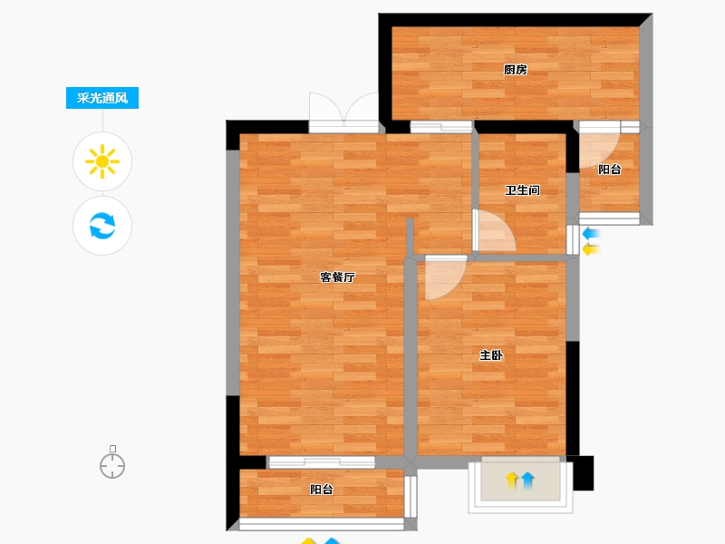 重庆-重庆市-罗宾森广场尚城华府高层3号楼54m²-50.99-户型库-采光通风