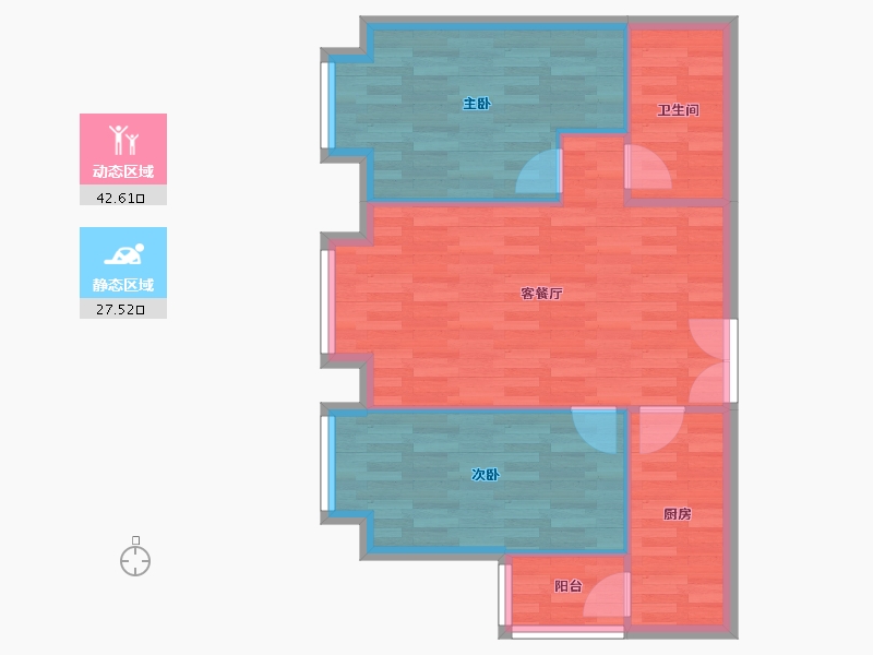 重庆-重庆市-罗宾森广场尚城华府高层4号楼66m²-63.74-户型库-动静分区