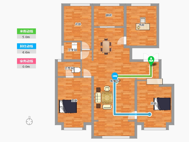 陕西省-西安市-未央金茂府142㎡户型-114.17-户型库-动静线