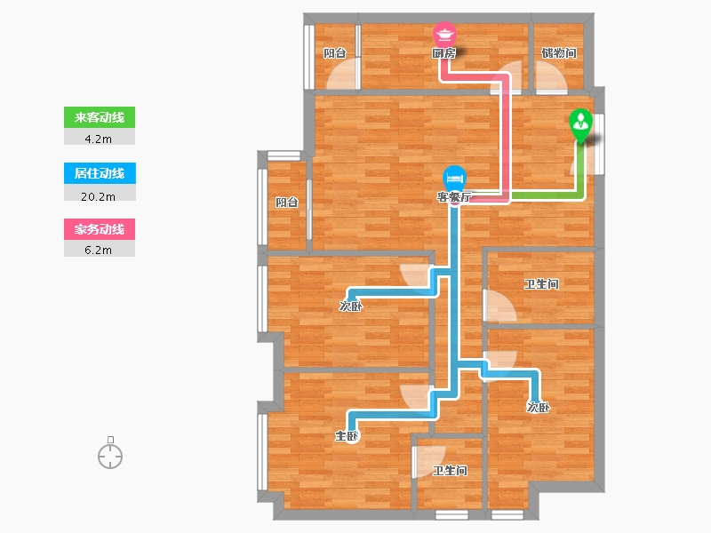 重庆-重庆市-罗宾森广场尚城华府高层4号楼93m²-85.82-户型库-动静线