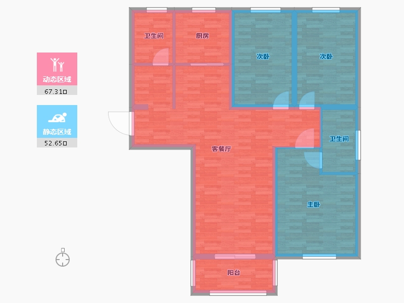 河南省-郑州市-格林上东17号楼建面135m2-108.01-户型库-动静分区