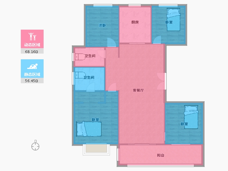 陕西省-西安市-阳光城檀悦2,6,7,1号楼152m²-114.77-户型库-动静分区