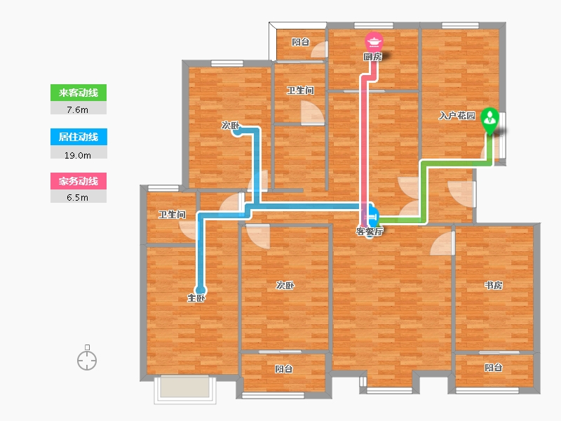 河南省-郑州市-鼎天東尚3号楼建面192m2-153.60-户型库-动静线