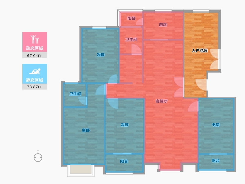 河南省-郑州市-鼎天東尚3号楼建面192m2-153.60-户型库-动静分区